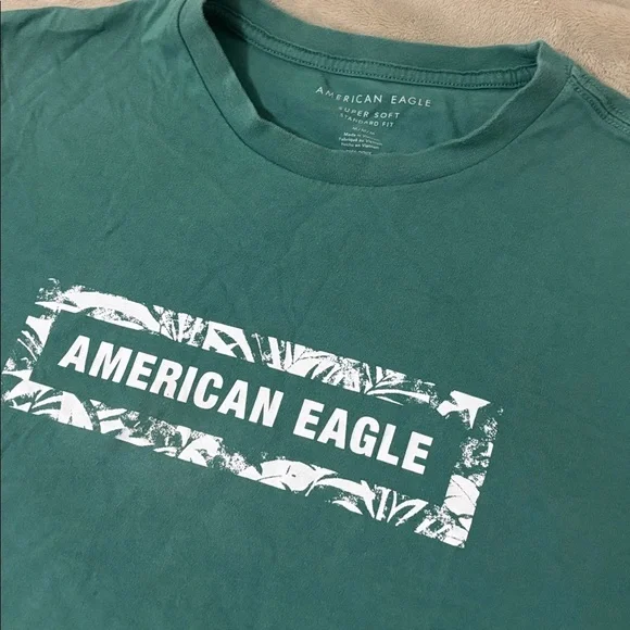 American Eagle Outfitters Teal Graphic Tee Size Medium - Picture 2 of 4